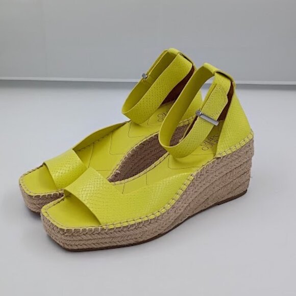 Franco Sarto, Yellow Wedge Sandals, Women's Size 9 - Picture 1 of 6